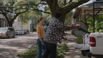 Carhartt denim pants worn by James (Brian Tyree Henry) as seen in Causeway