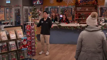 Khaki pants worn by Timmy Yoon (Randall Park) in Blockbuster TV show (Season 1 Episode 10)