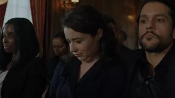 Reiss Alyana Pleat­ed Flip­py Dress worn by Marissa Gold (Sarah Steele) as seen in The Good Fight (S06E09)