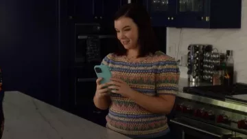 Ralph Lauren Pointelle Stripe Short Sleeve Cotton Sweater worn by Alexis as seen in 9-1-1 (S06E07)