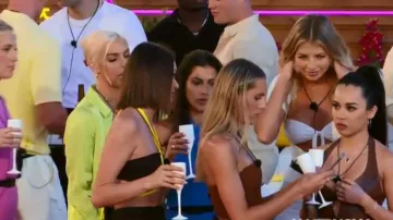 Pretty Little Thing Brown Knot Dress Leather worn by Jessica Losurdo as seen in Love Island Australia (S04E06)