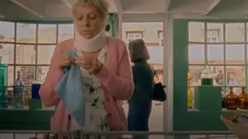 Phase Eight Jamil­la Palm Print Mi­di Dress worn by Joan Norton (Stephanie Cole) as seen in Doc Martin (S10E08)