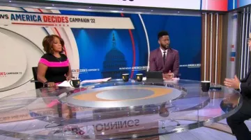 St John Collection Stripe Dress worn by Gayle King as seen in CBS Mornings on  November 8, 2022