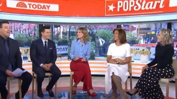 Victoria Beckham Ruffled Silk Blouse worn by Savannah Guthrie as seen in Today on  November 8, 2022