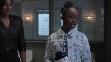 Aqua Girls Tie Dyed Denim Jacket worn by Naima Stewart (Aderinsola Olabode) as seen in Reasonable Doubt (S01E08)