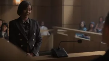Veronica Beard Gaya Double Breasted Linen Blend Blazer usado por Jax Stewart (Emayatzy Corinealdi) como se ve en Reasonable Doubt (S01E08)