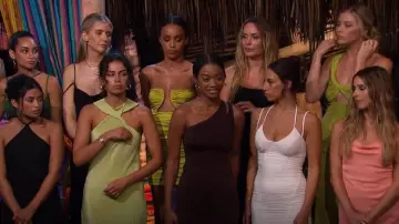 Club L London Amour White Ruched Mesh Mini Dress porté par Geneviève vu dans Bachelor in Paradise (S08E12)