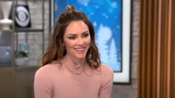 KMF Jewelry Sterling Silver 18K Rose Gold Plated Rounded Hoops worn by Katharine McPhee as seen in CBS Mornings on November 10, 2022