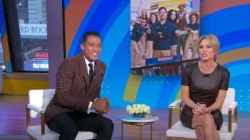 Helmut Lang Twist Faux Leather Minidress worn by Amy Robach as seen in Good Morning America on November 11, 2022