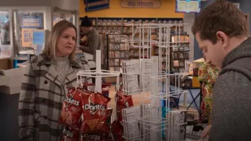 American Eagle Plaid Peacoat worn by Jalen Saip as seen in Blockbuster (S01E09)