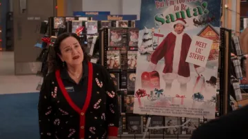 Tipsy Elves Wom­en's Se­quin Can­dy Cane Cardi­gan worn by Connie (Olga Merediz) as seen in Blockbuster (S01E10)
