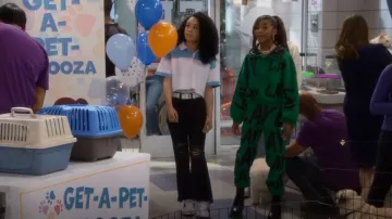Almost Famous Juniors' Destructed '90s High Rise Flared Jeans worn by Sadie Alexander (Gabrielle Nevaeh Green) as seen in That Girl Lay Lay (S02E04)