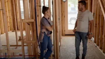 Free People Maggie Mid Rise Straight Jeans worn by Mina Starsiak as seen in Good Bones (S07E12)