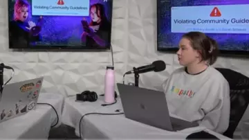 The Mayfair Group Em­pa­thy Al­ways Grey Crew­neck worn by Sarah Schauer as seen in Violating Community Guidelines Season 1 Episode 8