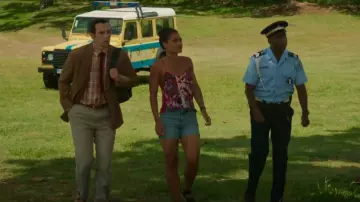Monsoon Bessie Butterfly Print Cami Top worn by DS Florence Cassell (Joséphine Jobert) as seen in Death in Paradise (S10E02)