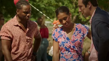Pour Moi Textured Frill Wrap Beach Dress worn by DS Florence Cassell (Joséphine Jobert) as seen in Death in Paradise (S10E02)