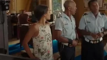 Warehouse Bird Print Ca­mi worn by DS Florence Cassell (Joséphine Jobert) as seen in Death in Paradise (S06E04)