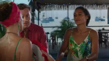 Oasis Tropical Placement Cami worn by DS Florence Cassell (Joséphine Jobert) as seen in Death in Paradise (S07E03)