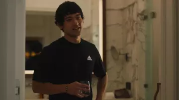 Adidas black t-shirt worn by Ethan Spiller (Will Sharpe) as seen in The White Lotus TV series wardrobe (Season 2 Episode 3)