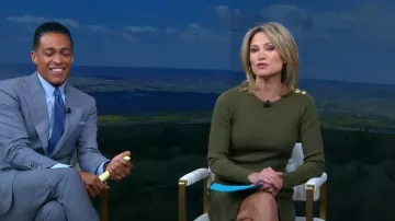 Derek Lam 10 Crosby Vanessa Ribbed Knit Flounce Dress worn by Amy Robach as seen in Good Morning America on November 14, 2022