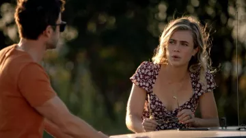 Reformation Kenni Dress worn by Michaela Stone (Melissa Roxburgh) as seen in Manifest (S03E01)