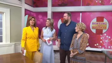 Lela Rose Knit Diamond-Shaped Eyelet Midi-Dress usado por Jenna Bush Hager como se ve en Today with Hoda & Jenna el 16 de noviembre de 2022