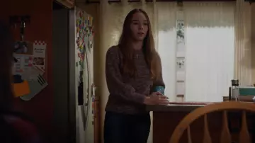 Madewell Eaton Space Dye Puff Sleeve Sweater worn by Angelina Meyer (Holly Taylor) as seen in Manifest (S03E04)