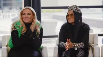 Marine Serre Moon Lozenge Jer­sey Leg­gings worn by Jen Shah as seen in The Real Housewives of Salt Lake City (S03E08)