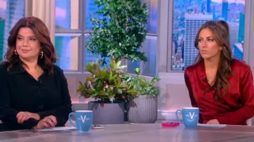 Veronica Beard Cameri Vestido asimétrico de mezcla de seda usado por Alyssa Farah como se ve en The View el 17 de noviembre de 2022