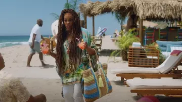 Time And Tru Raffia Bondi Tote Bag Adrenaline Lime Multi worn by Simone Clark (Niecy Nash) as seen in The Rookie: Feds (S01E05)