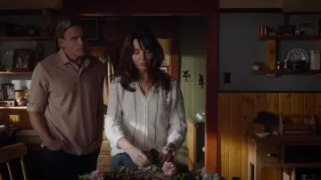 Joie Almae Blue & White Striped Cotton Gauze Top worn by Samantha Louise 'Lou' Fleming (Michelle Morgan) as seen in Heartland (S16E07)