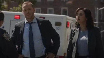 Ann Taylor Mesh Stitch Sweater worn by Maria Baez (Marisa Ramirez) as seen in Blue Bloods (S13E06)