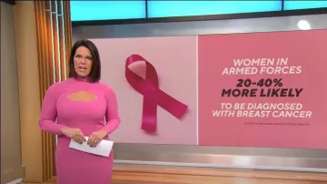 Elie Tahari Mock Neck Keyhole Dress porté par Dana Jacobson comme vu dans CBS Mornings le 20 novembre 2022