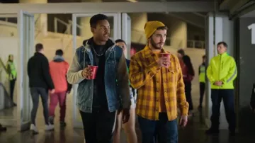 Sandro Wool Over­shirt with Check Print and Teddy Linning worn by Didac (Álvaro de Juan) as seen in Elite (S06E04)