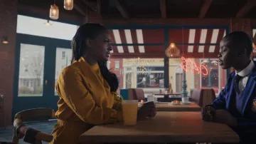 Erdem Willia Belted Satin Jacquard Blouse worn by Gabrielle (Gracy Goldman) as seen in Wednesday (S01E05)