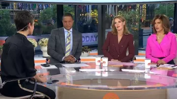 Veronica Beard Miller Dickey Blazer in Burnt Sienna worn by Savannah Guthrie as seen in Today on November 22, 2022