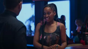 Topshop Tie Dye Satin Mi­di Slip in Mul­ti worn by Rocio (Ana Bokesa) as seen in Elite (S06E05)