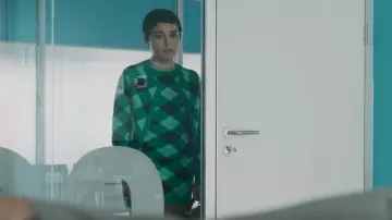 Zara Green Argyle Dress & Cardigan worn by Ari Blanco (Carla Díaz) as seen in Elite (S06E08)