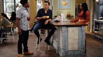 Timberland Suede boots worn by Carter (Julian Gant) as seen in Call Me Kat TV show Wardrobe (S03E07)