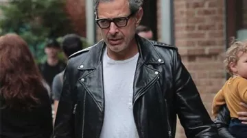 Motorcycle Leather Jacket worn by Jeff Goldblum in Tribeca in New York on June 16, 2022