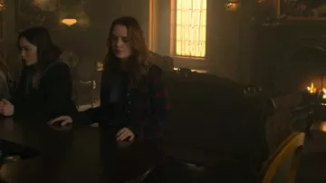 Free People Odessa Maroon Plaid Duster Jacket worn by Raelle Collar (Taylor Hickson) as seen in Motherland: Fort Salem (S03E06)