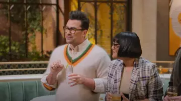 Wales Bonner Saint V-Neck Sweater worn by Daniel Levy as seen in The Big Brunch (S01E05)