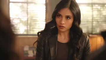 Leather Jacket worn by Zhilan Zhang (Yvonne Chapman) as seen in Kung Fu TV series outfits (Season Episode 7)
