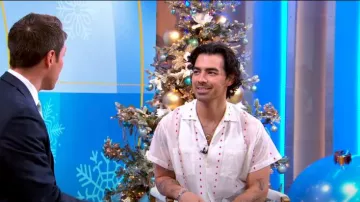 Bode Duo Dot Mesh Short Sleeve Shirt worn by Joe Jonas as seen in Good Morning America on  November 28, 2022