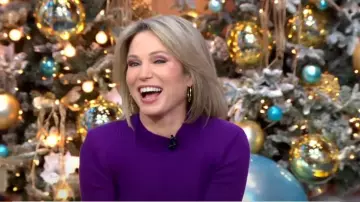 Bonheur Jewelry Diana Crystal Large Hoop Earrings worn by Amy Robach as seen in Good Morning America on  November 28, 2022