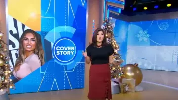 Prabal Gurung Collective Ruffle Side Slit Skirt portée par Juju Chang comme vu dans Good Morning America le 29 novembre 2022