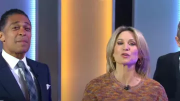 Accessory Concierge Sunburst Hoops worn by Amy Robach as seen in Good Morning America on  November 29, 2022