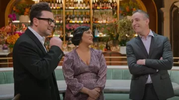 Maje Plisse Tiered Midi Dress worn by Sohla El-Waylly as seen in The Big Brunch (S01E08)