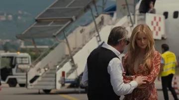 Fab'rik Em­ma­lynne Print­ed Wrap Style Dress worn by Willa Ferreyra (Justine Lupe) as seen in Succession (S03E01)