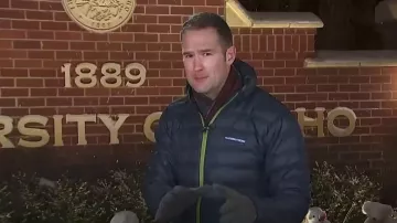 Feathered Friends Eos Down Jacket in Midnight worn by Morgan Chesky as seen in Today on November 30, 2022